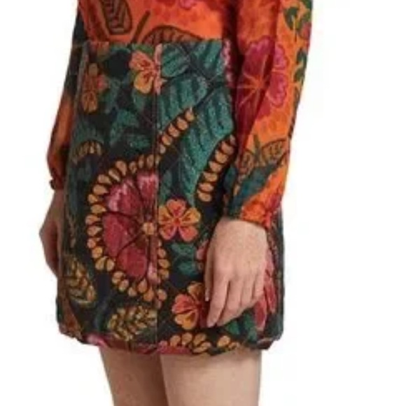 Farm Rio Green Floral Tapestry Mini Skirt Womens S Brazil Piera Fall Boho NWT - Picture 1 of 10